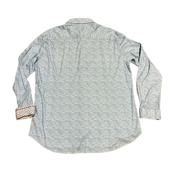 Butter Cloth Button Down Shirt 3XL Flip Cuff Long Sleeves Blue White Mens - Picture 7 of 7